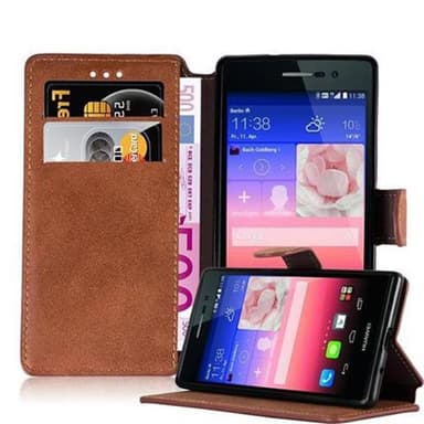 Huawei ASCEND P7 Suojakuori Lompakkokotelo (Ruskea)
