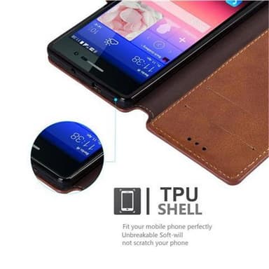 Huawei ASCEND P7 Suojakuori Lompakkokotelo (Ruskea)