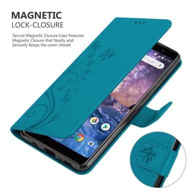 Nokia 7 PLUS Suojakuori Lompakkokotelo (Sininen)
