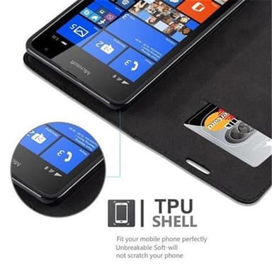 Nokia Lumia 535 Suojakuori Lompakkokotelo (Musta)