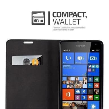 Nokia Lumia 535 Suojakuori Lompakkokotelo (Musta)