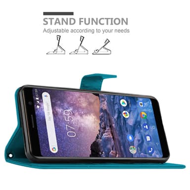 Nokia 7 PLUS Suojakuori Lompakkokotelo (Sininen)