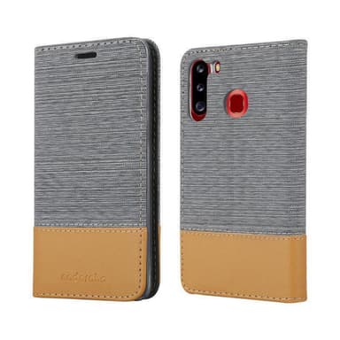 Samsung Galaxy A21 Suojakuori Lompakkokotelo (harmaa)