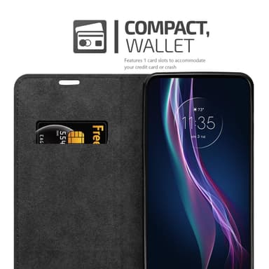 Motorola ONE FUSION+ Suojakuori Lompakkokotelo (Musta)
