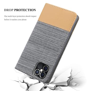 iPhone 12 / 12 PRO Suojakuori Lompakkokotelo (harmaa)
