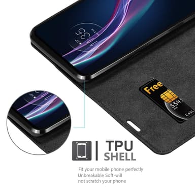 Motorola ONE FUSION+ Suojakuori Lompakkokotelo (Musta)