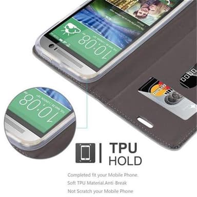 HTC ONE M8 Suojakuori Lompakkokotelo (harmaa)