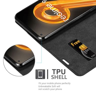 Realme 9 4G / 9 PRO+ Suojakuori Lompakkokotelo (Musta)