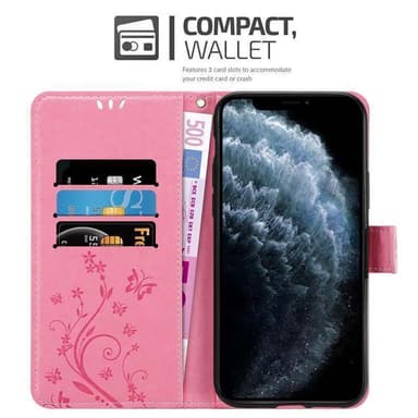 iPhone 11 Suojakuori Lompakkokotelo (Vaaleanpunainen)