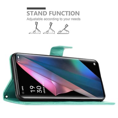 Oppo FIND X3 PRO Suojakuori Lompakkokotelo (Turkoosi)