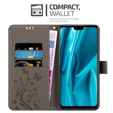Huawei Y9 2019 Suojakuori Lompakkokotelo (harmaa)