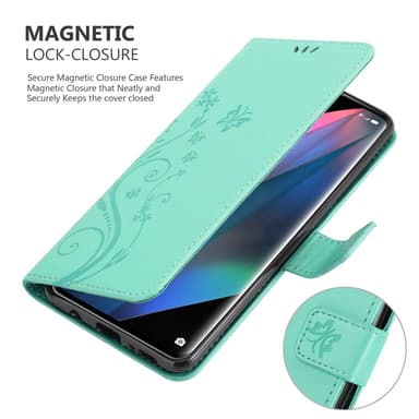 Oppo FIND X3 PRO Suojakuori Lompakkokotelo (Turkoosi)