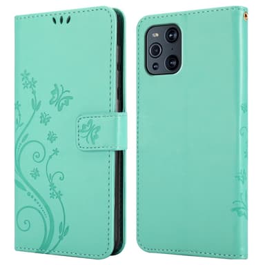 Oppo FIND X3 PRO Suojakuori Lompakkokotelo (Turkoosi)