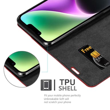 iPhone 14 PLUS Suojakuori Lompakkokotelo (Punainen)