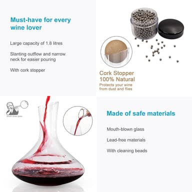 Viinikahvi / Decanter Lasinen karahvi 1,8 litraa
