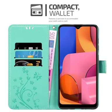 Samsung Galaxy A21 Suojakuori Lompakkokotelo (Turkoosi)