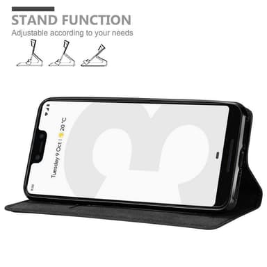 Google PIXEL 3 XL Suojakuori Lompakkokotelo (Musta)