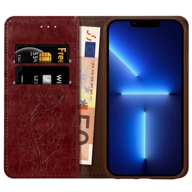 iPhone 13 PRO Suojakuori Lompakkokotelo (Punainen)