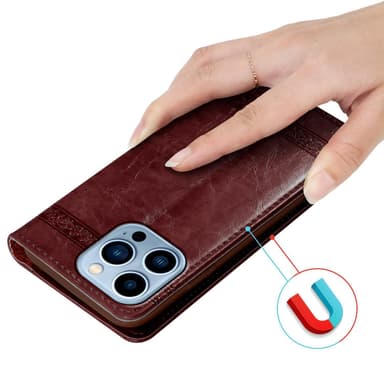 iPhone 13 PRO Suojakuori Lompakkokotelo (Punainen)