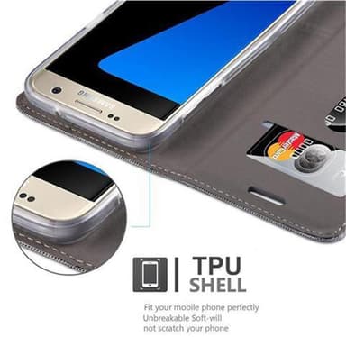 Samsung Galaxy S7 Suojakuori Lompakkokotelo (harmaa)