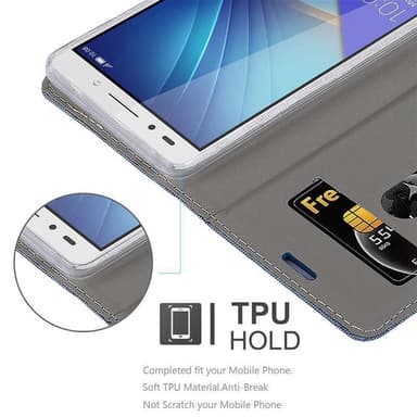 Honor 7 Suojakuori Lompakkokotelo (Sininen)