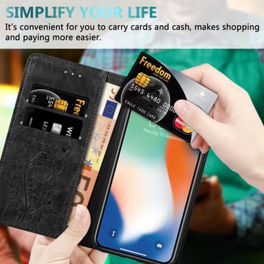 iPhone XS MAX Suojakuori Lompakkokotelo (Musta)
