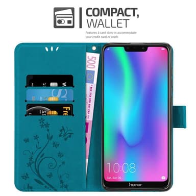 Honor 8C Suojakuori Lompakkokotelo (Sininen)