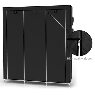 Taitettava Vaatekaappi 130x175x45 Kangaskaappi (musta)