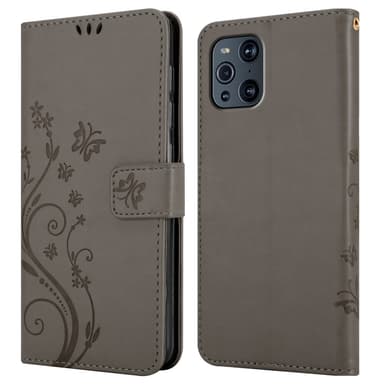 Oppo FIND X3 PRO Suojakuori Lompakkokotelo (harmaa)