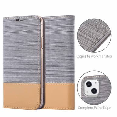 iPhone 13 MINI Suojakuori Lompakkokotelo (harmaa)
