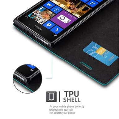 Nokia Lumia 925 Suojakuori Lompakkokotelo (Turkoosi)