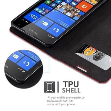 Nokia Lumia 535 Suojakuori Lompakkokotelo (Punainen)