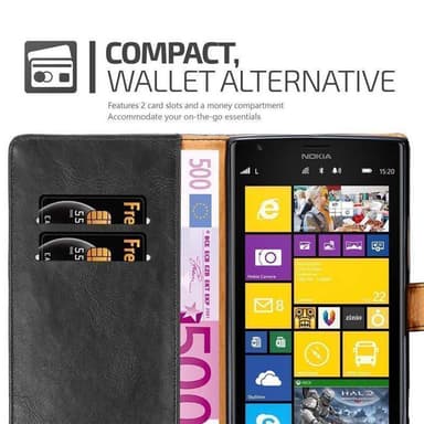 Nokia Lumia 1520 Suojakuori Lompakkokotelo (Musta)
