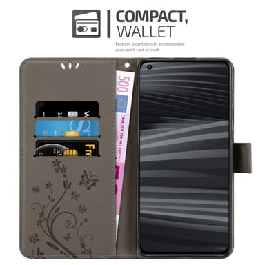 Realme GT 2 PRO Suojakuori Lompakkokotelo (harmaa)