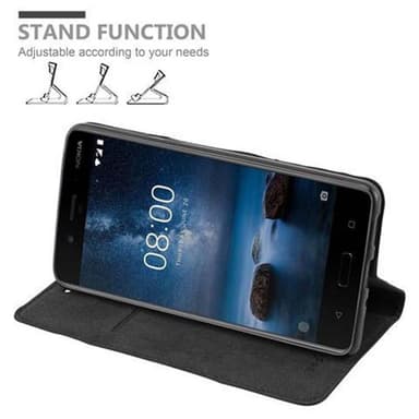Nokia 8 2017 Suojakuori Lompakkokotelo (Musta)
