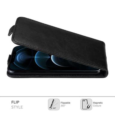 iPhone 12 PRO MAX Suojakuori Lompakkokotelo (Musta)
