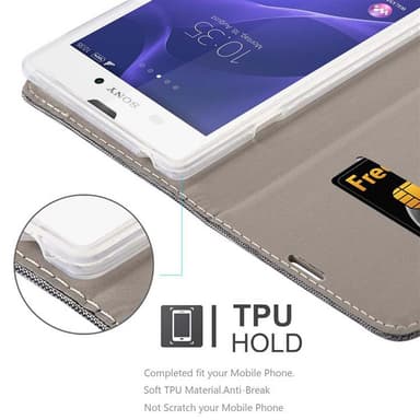 Sony Xperia T3 Suojakuori Lompakkokotelo (harmaa)