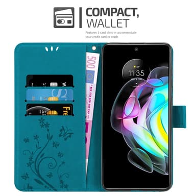 Motorola EDGE 20 Suojakuori Lompakkokotelo (Sininen)