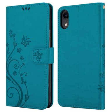 iPhone XR Suojakuori Lompakkokotelo (Sininen)