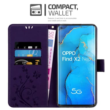 Oppo FIND X2 NEO Suojakuori Lompakkokotelo (Violetti)