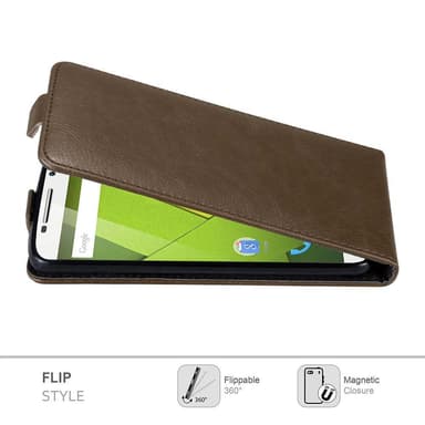 Motorola MOTO X PLAY Suojakuori Lompakkokotelo (Ruskea)