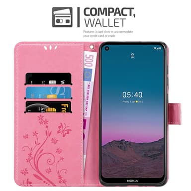 Nokia 5.4 Suojakuori Lompakkokotelo (Vaaleanpunainen)