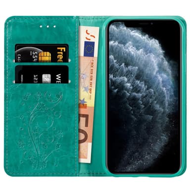 iPhone 11 PRO Suojakuori Lompakkokotelo (Turkoosi)