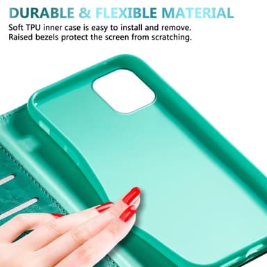 iPhone 11 PRO Suojakuori Lompakkokotelo (Turkoosi)