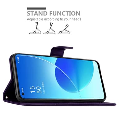 Oppo Reno6 5G Suojakuori Lompakkokotelo (Violetti)
