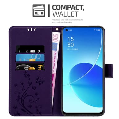Oppo Reno6 5G Suojakuori Lompakkokotelo (Violetti)
