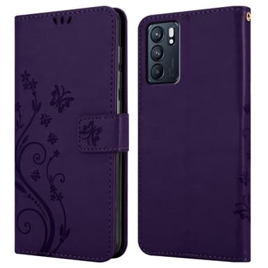 Oppo Reno6 5G Suojakuori Lompakkokotelo (Violetti)