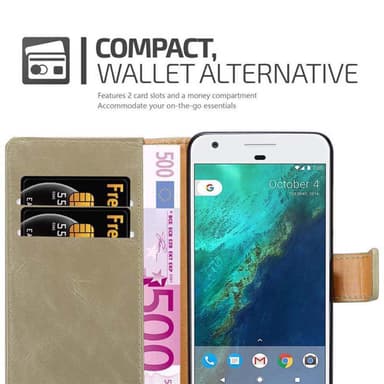 Google PIXEL Suojakuori Lompakkokotelo (Ruskea)