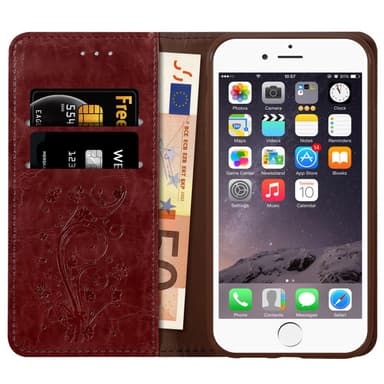 iPhone 6 / 6S Suojakuori Lompakkokotelo (Punainen)