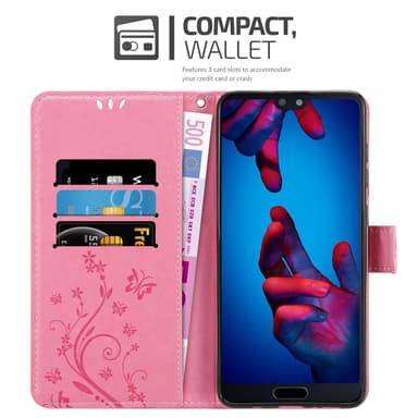 Huawei P20 Suojakuori Lompakkokotelo (Vaaleanpunainen)